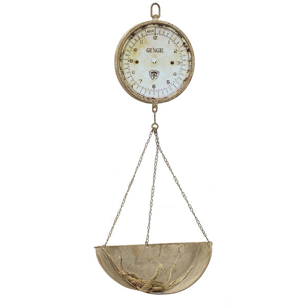 Cream Metal Hanging Produce Scale Clock, image 1