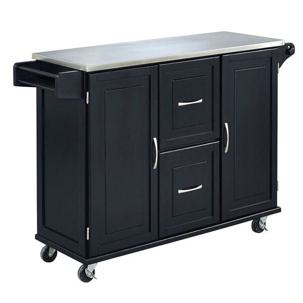 Blanche Black and Stainless Steel Kitchen Cart, image 1