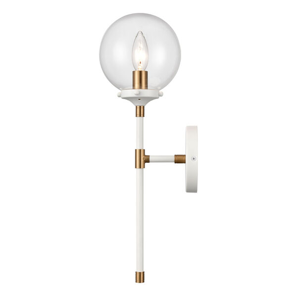 Boudreaux Matte White and Satin Brass One-Light Wall Sconce, image 4