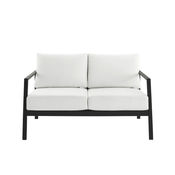 Monica Black and White Outdoor Loveseat, image 3
