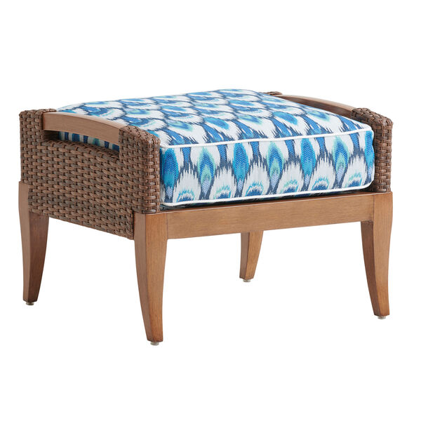 Harbor Isle Brown and Blue Ottoman, image 1