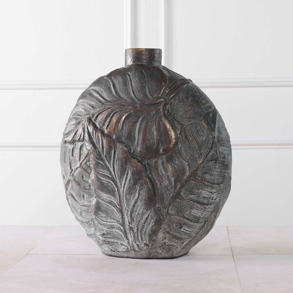Palm Paradise Grey and Ivory Vase, image 3