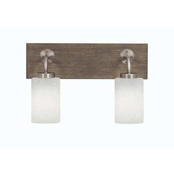 Oxbridge Graphite Brown Two-Light Bath Vanity with White Cylinder Muslin Glass, image 1