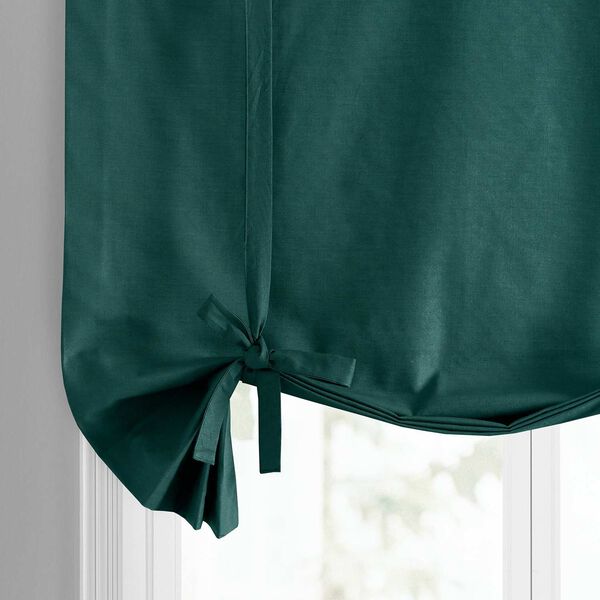 Dark Teal Green Dune Textured Solid Cotton Tie-Up Window Shade Single Panel, image 4