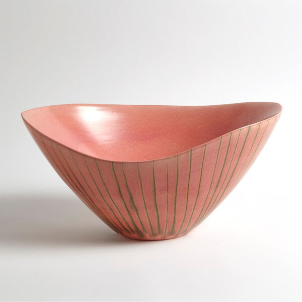 Studio A Home Brown and Pink Striped Melon Bowl, image 1