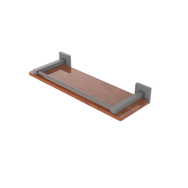 Montero Matte Gray 16-Inch Solid IPE Ironwood Shelf with Gallery Rail, image 1