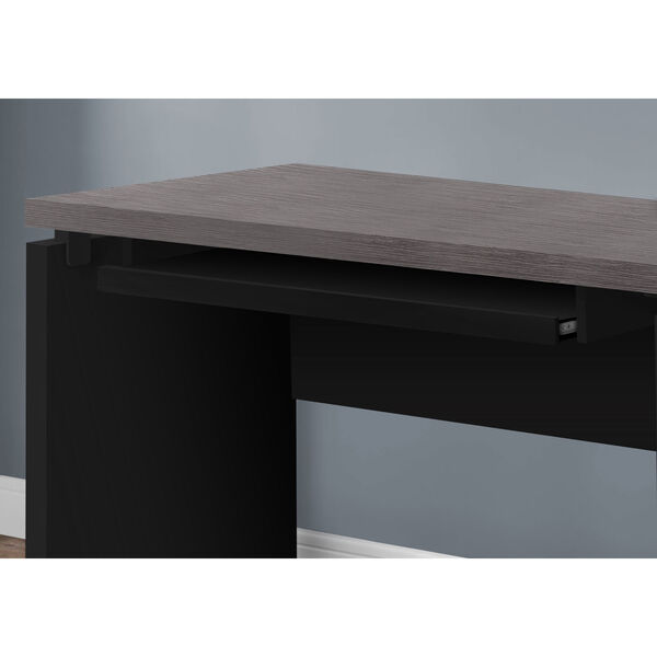 Black and Gray 24-Inch Computer Desk with Keyboard Tray, image 3