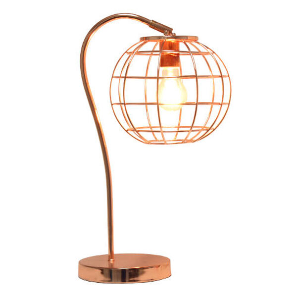 Wired Rose Gold One-Light Cage Table Lamp, image 2