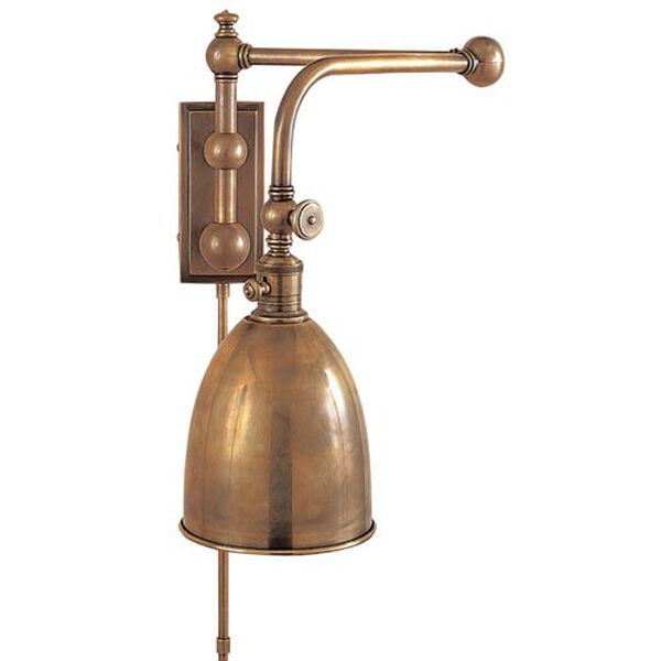 Antique Brass Pimlico Double Swing Arm Plug In Lamp , image 1