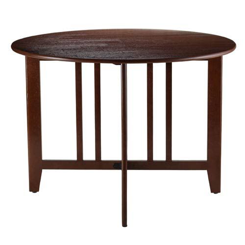 Winsome Wood Alamo Round Table Mission Double Drop Leaf 42-Inch Walnut 