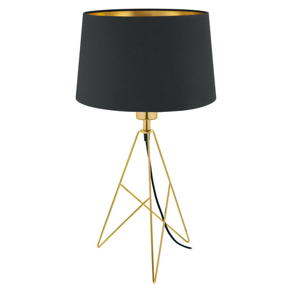 Camporale Gold One-Light Table Lamp with Black Exterior and Gold Interior Fabric Shade, image 1