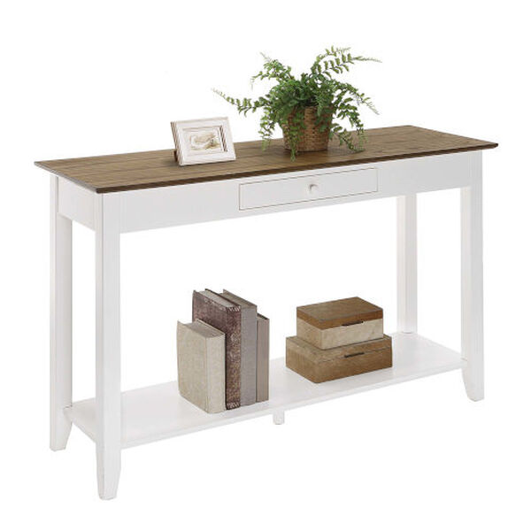 American Heritage Driftwood White One-Drawer Console Table with Shelf, image 3