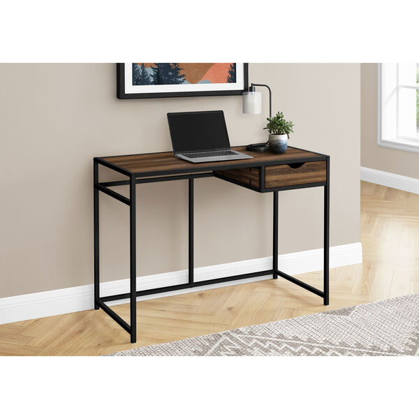 Black and Brown Reclaimed Wood Rectangular Computer Desk, image 2