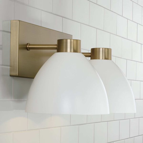 Ross Aged Brass and White Two-Light Bath Vanity, image 3