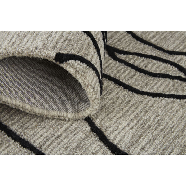 Enzo Minimalist Abstract Wool Taupe Black Area Rug, image 5