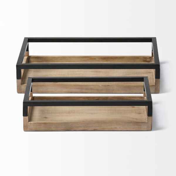 Ross Natural and Black Nesting Tray, Set of 2, image 3