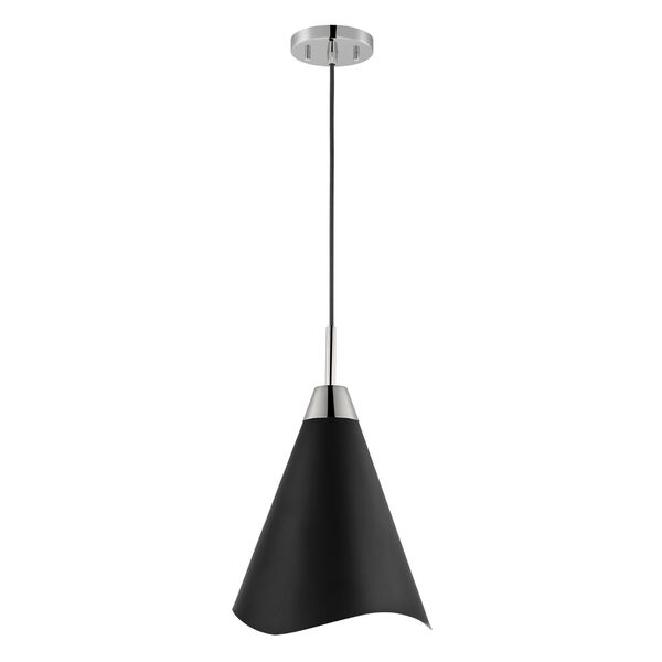 Tango Matte Black and Polished Nickel 12-Inch One-Light Pendant, image 3