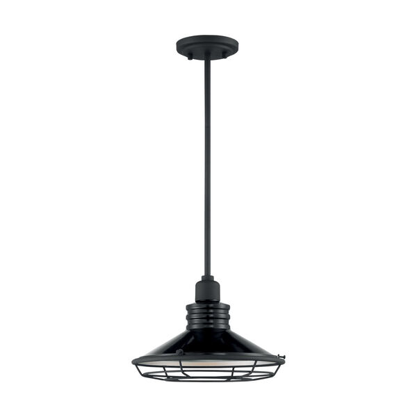 Blue Harbor Gloss Black and Silver 12-Inch One-Light Pendant, image 3