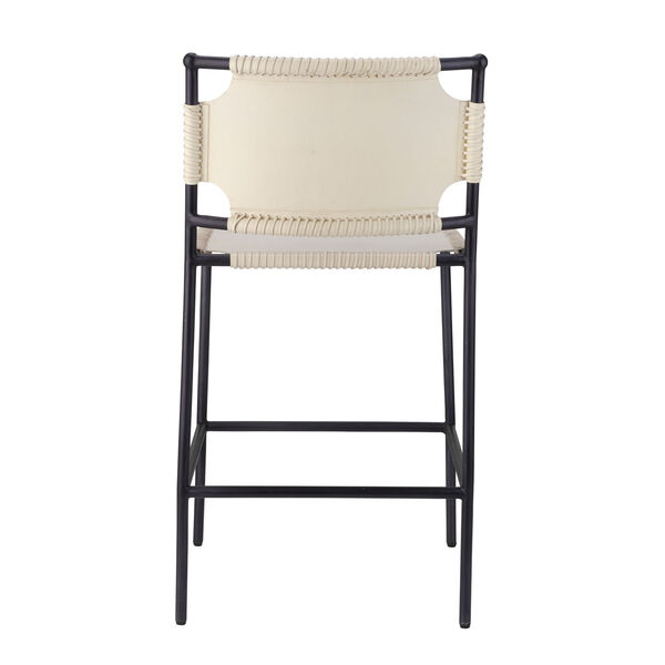 Asher Off-White Leather and Black Metal Counter Stool, image 2