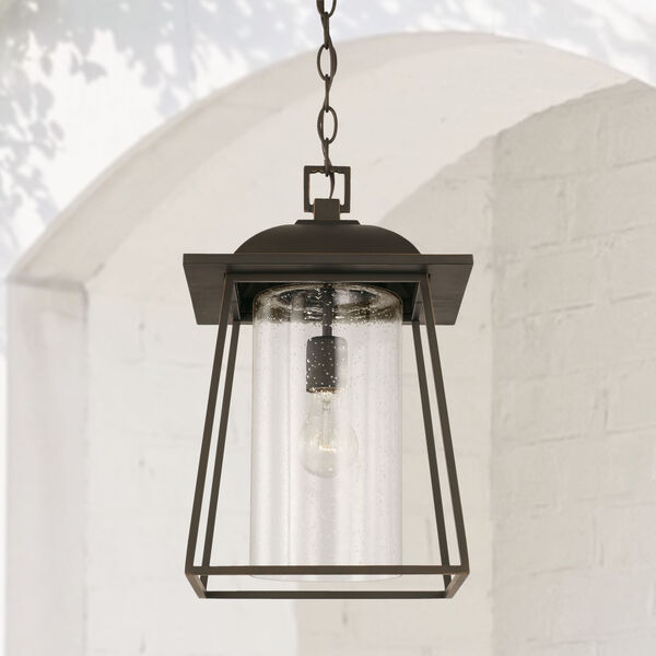 Durham Oiled Bronze One-Light Outdoor Hanging Lantern Pendant with Clear Seeded Glass, image 3