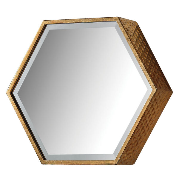 Soft Gold Hexagonal Beveled Mirror, Set of Five, image 3