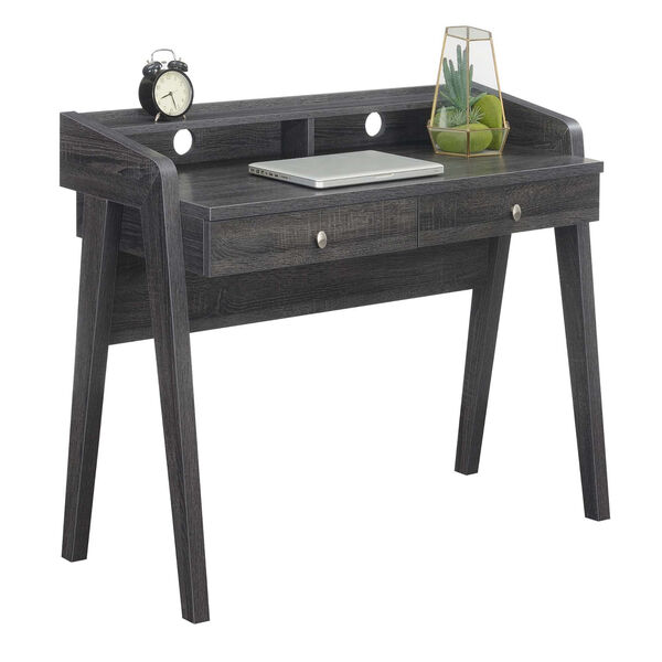 Newport Weathered Gray Deluxe Two-Drawer Desk with Shelf, image 3