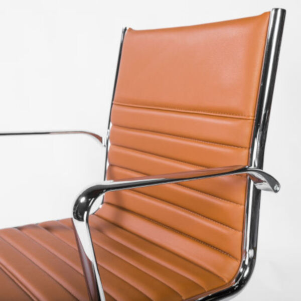 Emerson Cognac and Chrome Leatherette Low Back Office Chair, image 6