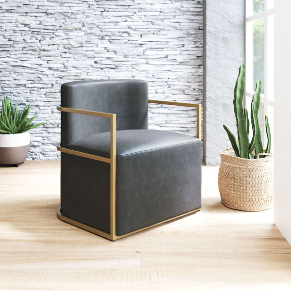 Xander Gray and Gold Accent Chair, image 2