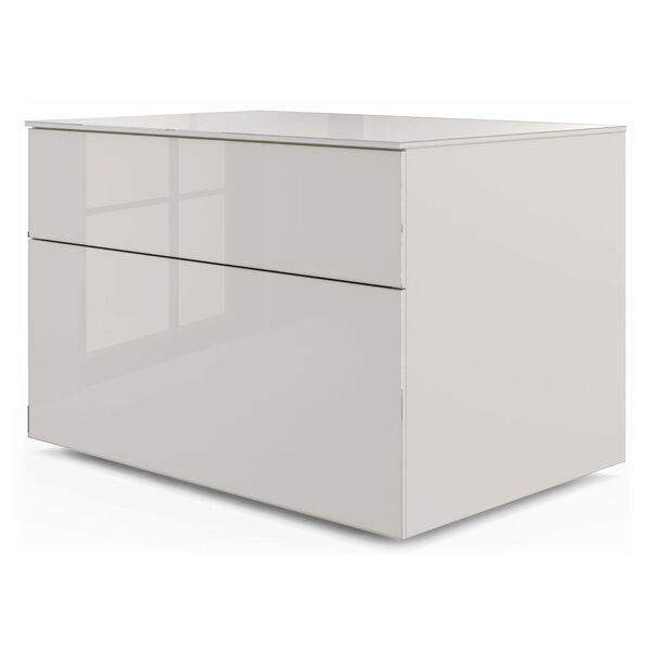 Bedford Chateau Gray Two Drawer Nightstand with Glass Top, image 2