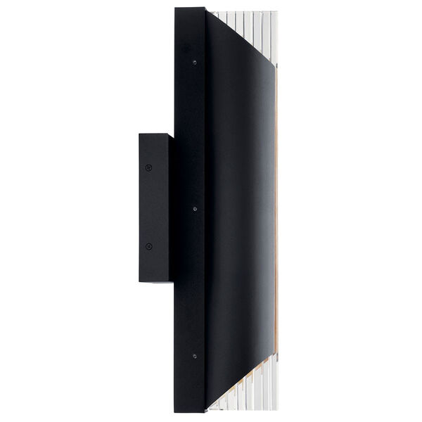 Astalis Black and Burnished Gold One-Light Outdoor LED Wall Sconce with Clear Ribbed Glass, image 2