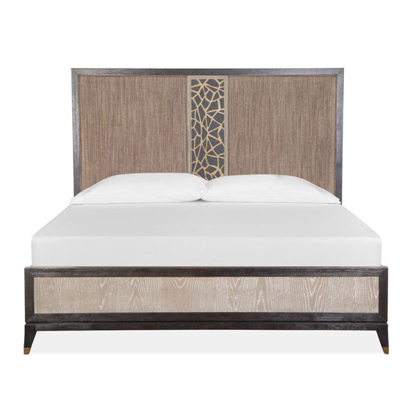 Ryker Nocturn Black and Coventry Gray Complete California King Panel Bed with Upholstered Headboard, image 4