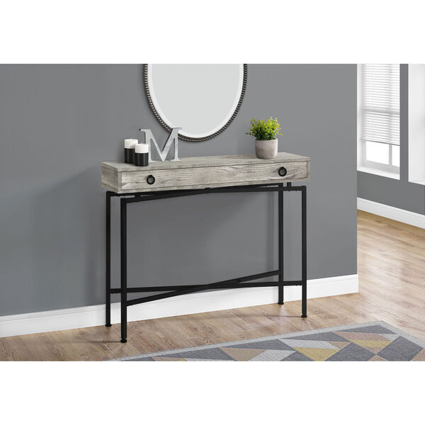 Gray and Black 12-Inch Console Table with Large Storage Drawer, image 2