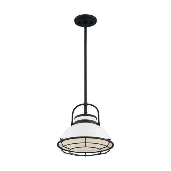 Upton Gloss White and Black 12-Inch One-Light Pendant, image 1