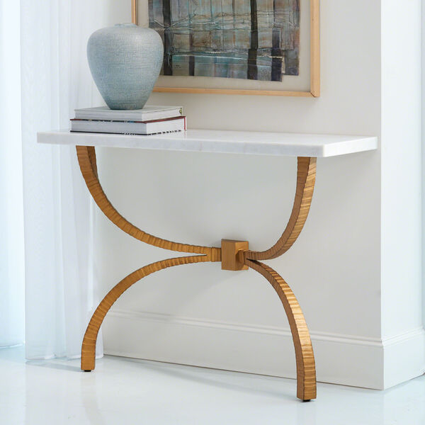 White Marble Top Console Table, Global Console Table