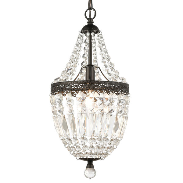 Dark Bronze and Clear Crystal 18-Inch One Light Mini Chandelier, image 6
