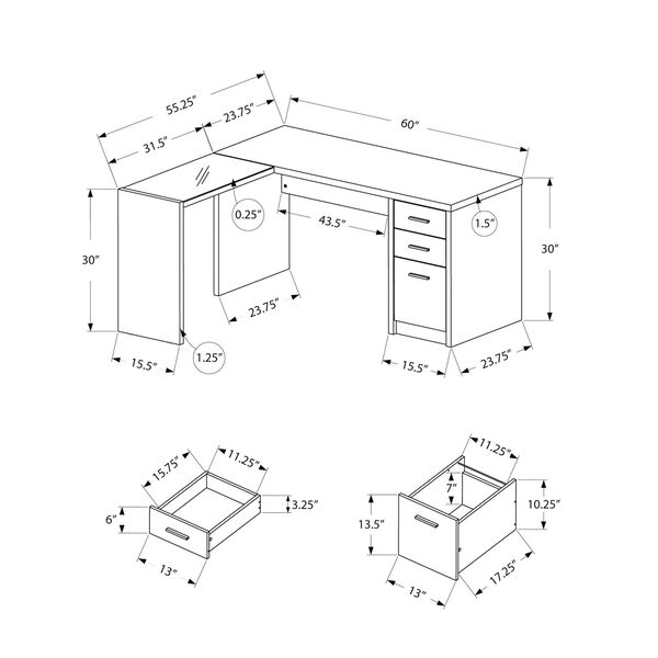 Black and Gray 55-Inch Computer Desk, image 5