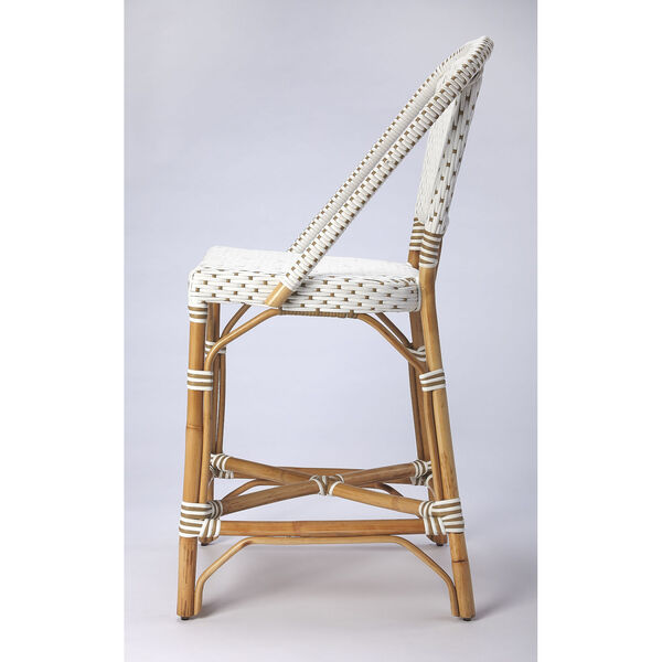 Solstice White and Tan Rattan Counter Stool, image 2