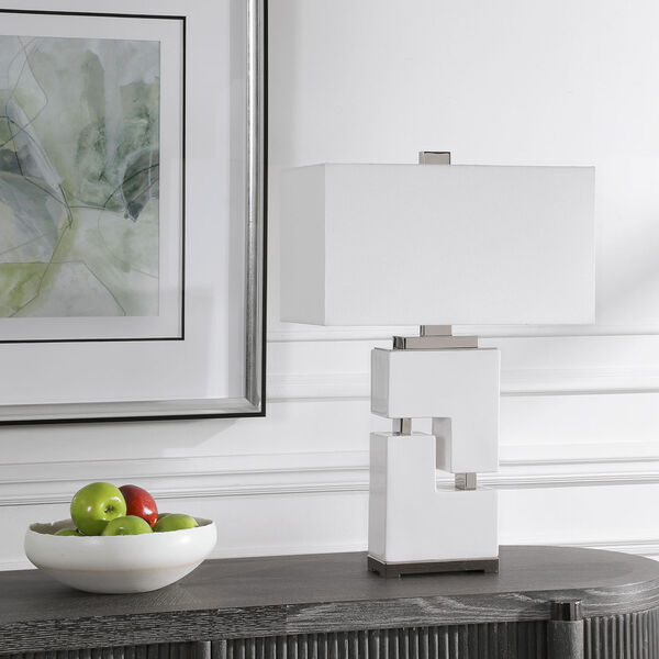 Tetris White One-Light Table Lamp, image 3