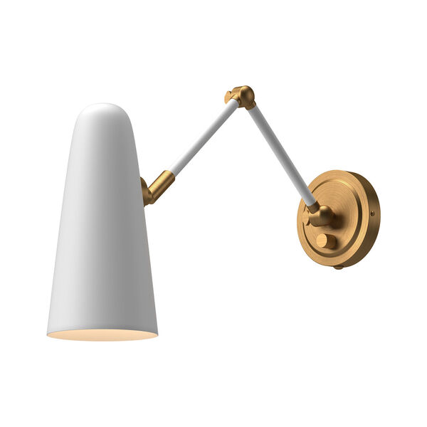 Daniel White and Aged Gold One-Light Convertible Wall Sconce, image 1