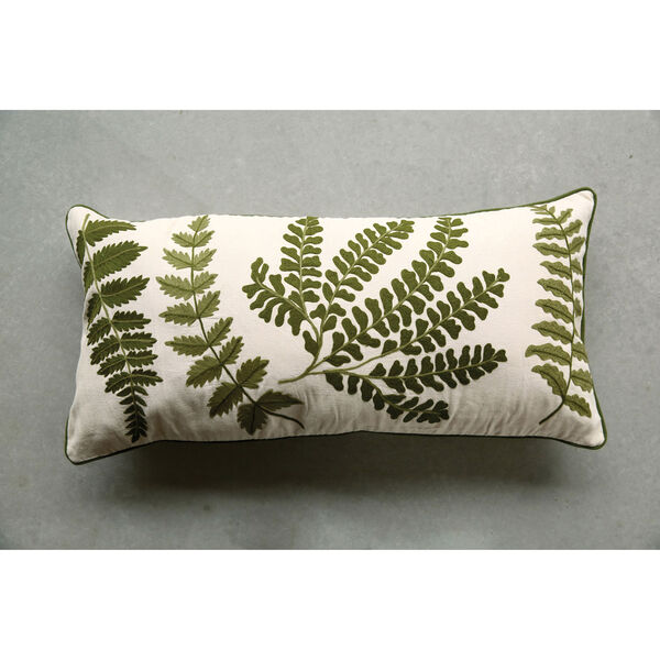Embroidered and Printed 15 x 32 In. Fern Pillow, image 1
