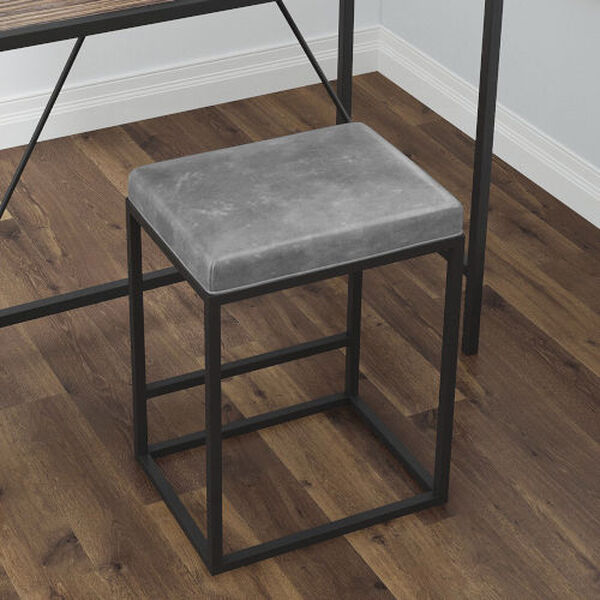 Riley Black and Gray Metal Faux Leather Counter Stool, Set of Two, image 2