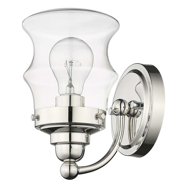 Keal Polished Nickel One-Light Bath Sconce with Clear Glass, image 4