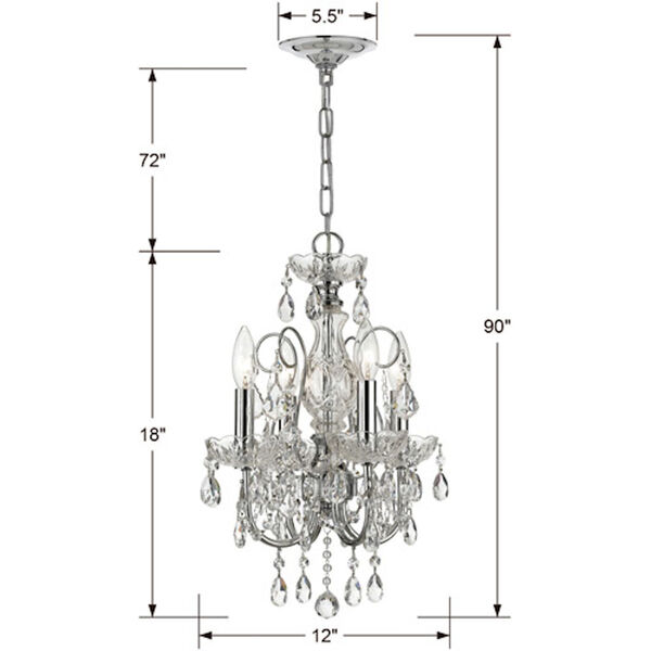 Imperial Polished Chrome Four-Light Italian Crystal Chandelier, image 2