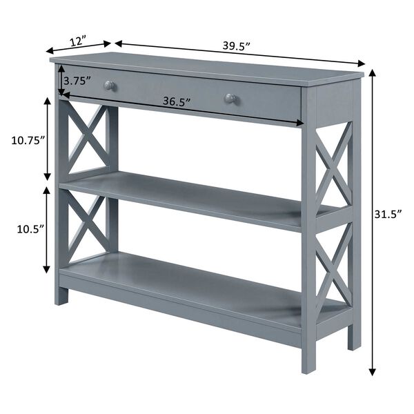 Oxford One Drawer Console Table in Gray, image 5
