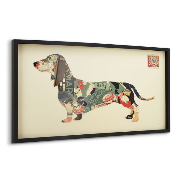 Black Framed  Dachshund Dimensional Collage Graphic Glass Wall Art, image 3