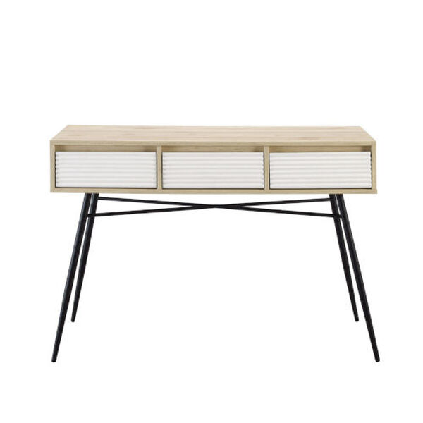 Lane Solid White and Birch Three Darwer Entry Table, image 5