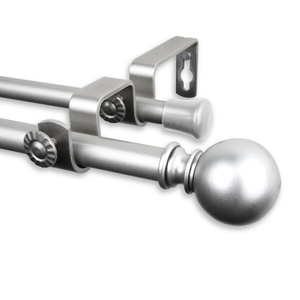 Luna Satin Nickel 84 to 120-Inch Double Curtain Rod, image 1