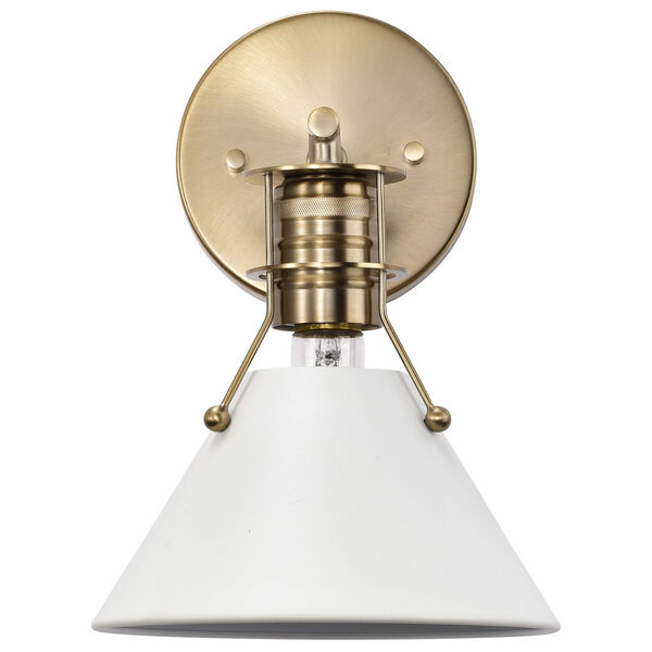 Outpost Matte White and Burnished Brass One-Light Wall Sconce, image 6