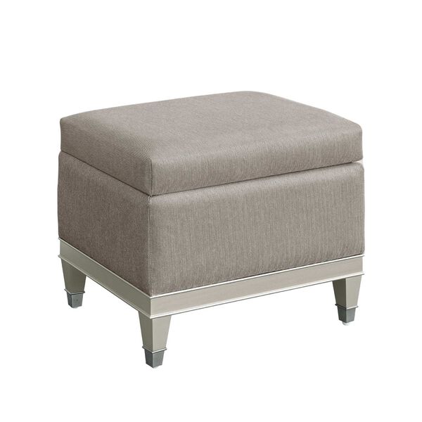 Zoey Silver Vanity Upholstered Storage Bench, image 6