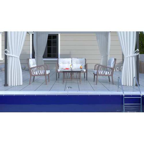 Gala Cappuccino Four-Piece Outdoor Seating Set with Cushion, image 4
